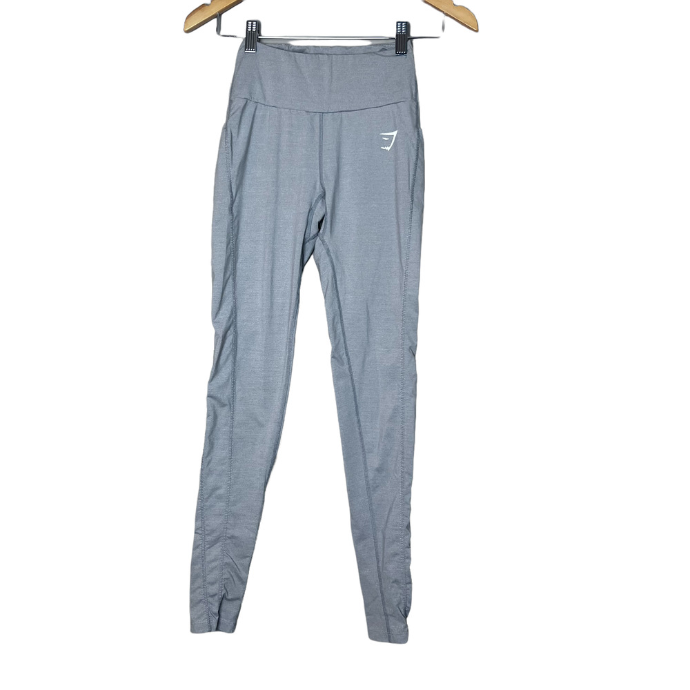 GymShark Dry Moisture Management Leggings Side Pockets‎ Workout Gray